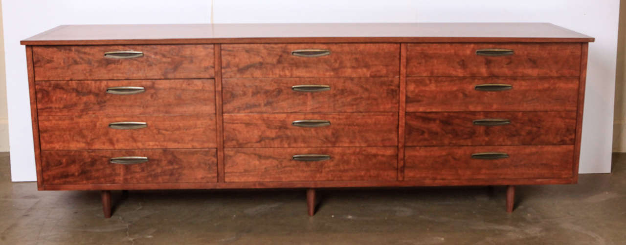 Rare twelve drawer, bow front Nakashima dresser created for his Widdicomb 